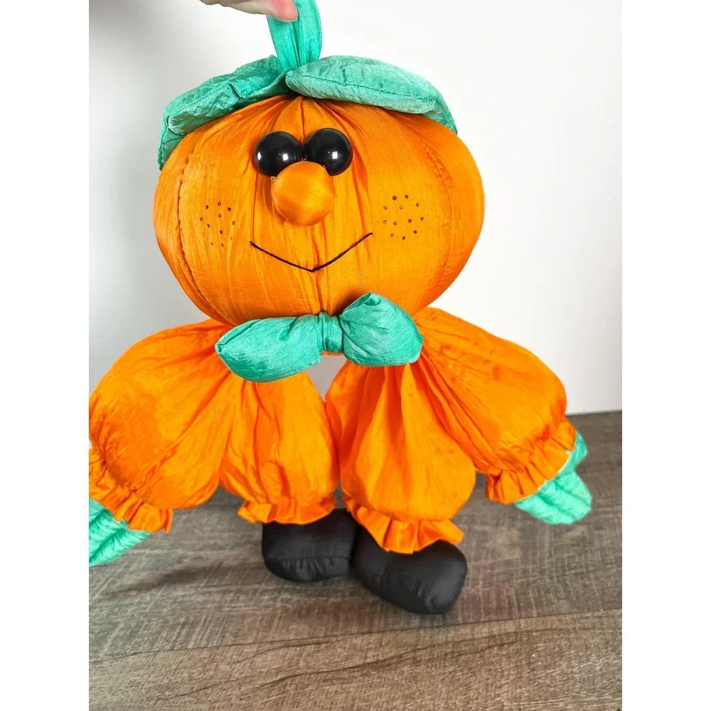 Mr Pumpkinhead Halloween‎ Plush Vintage Nylon Pumpkin 1993 puff beanbag bottom